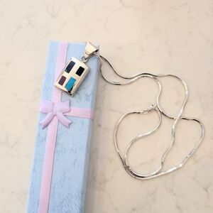 Silpada Sterling Silver Multi-Stone Inlay Pendant Necklace – Turquoise - CB